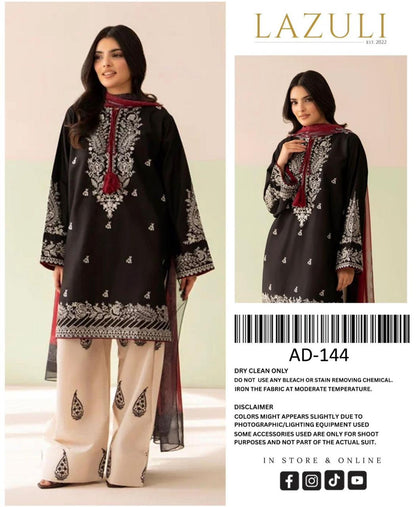 Lazuli AD-144 – Black &amp; Ivory Premium Airjet Dhanak Winter Suit
