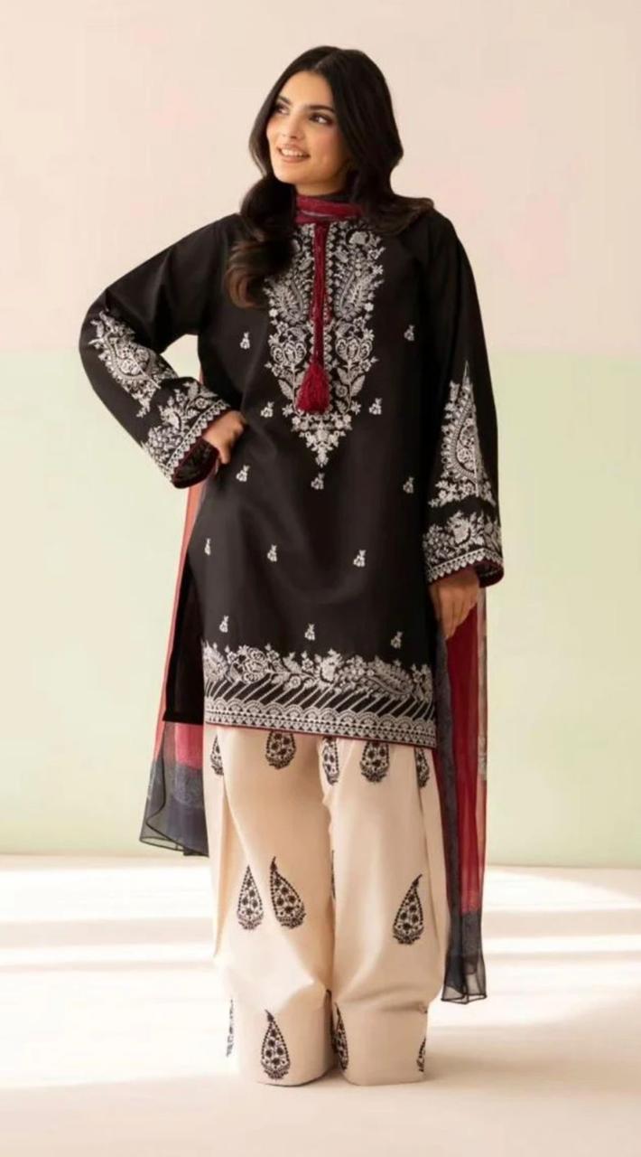 Lazuli AD-144 – Black &amp; Ivory Premium Airjet Dhanak Winter Suit